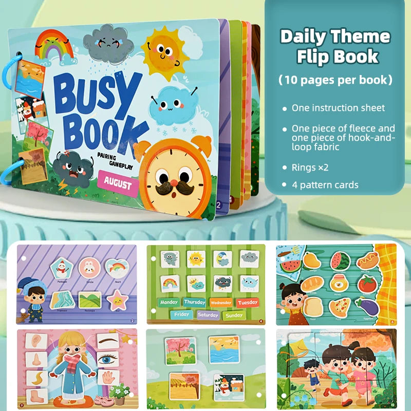 Busy Book for Toddlers Montessori Quiet Book Kids Early Educational Toy Matching Game Preschool Learning Activity Book