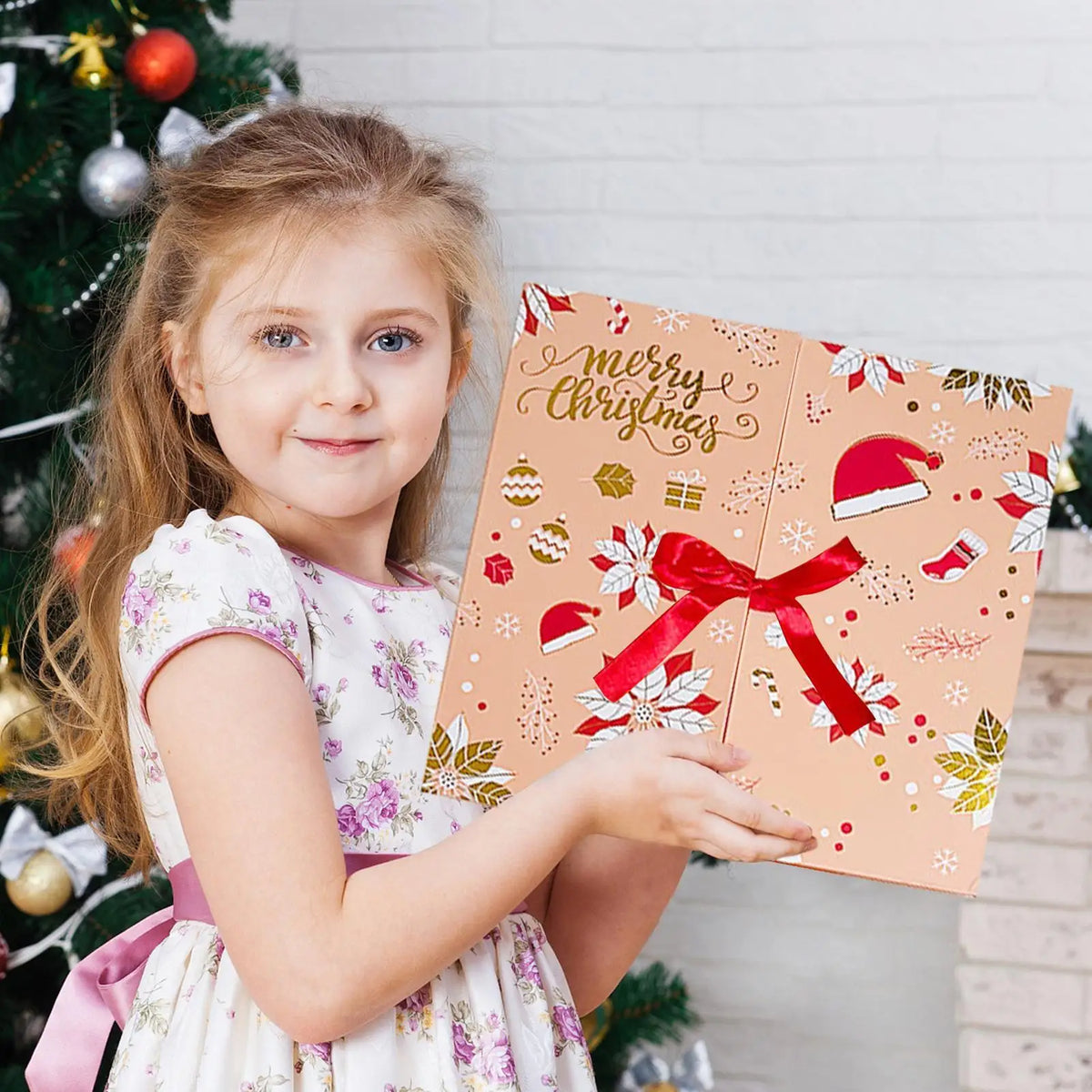 Christmas Advent Calendar Decoration with 24 Cardboard Gifts Boxes Empty Xmas Countdown Calendar to Fill Advent Calendar Storage