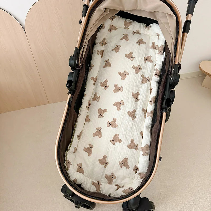 Universal Baby Stroller Mat Double Side Cooling Seat Cushion Soft Ramie Cotton Gauze Summer Cart Mat Stroller Accessories