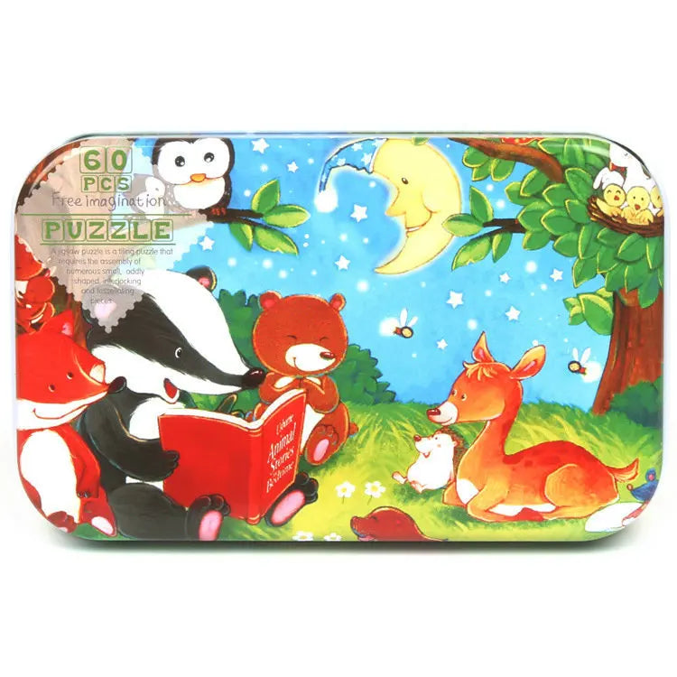 Hot New 60 Pieces Wooden Puzzle Toys for Children Cartoon Vehicle Animal Wood Jigsaw Baby Learning Educational Toy Kids Gift