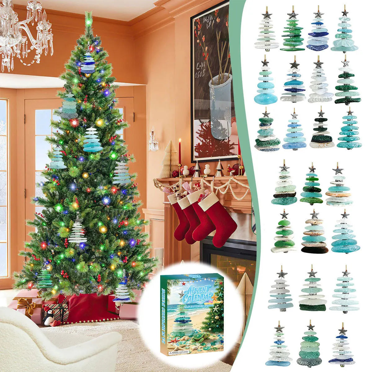Sea Glass Ornament Advent Calendar – 24 Coastal Christmas Tree Blind Boxes