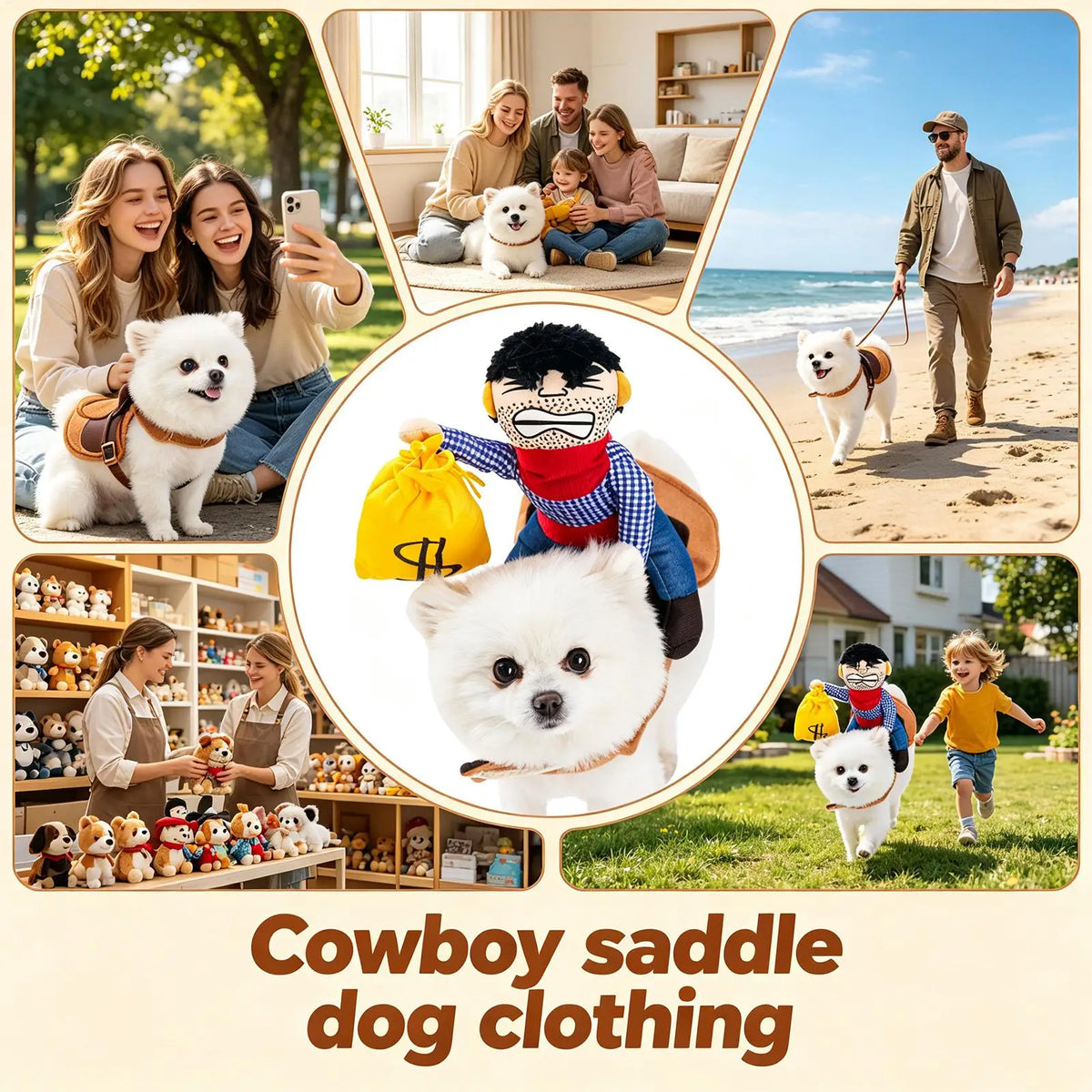 Halloween Dog Costume Cowboy Cosplay Saddle Outfit Small Medium Breeds Breathable Realistic Pet Clothes Party Photography