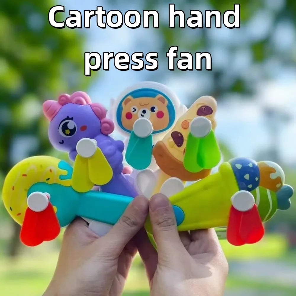 Cute Cartoon Hand Press Fan Portable Mini Summer Cooling Gadget for Adults Outdoor Camping and Daily Use Gift