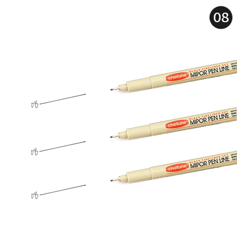 12 Tip Pigment Liner Micron Ink Marker Pen for Manga Draw Sketching Needle Pen Hook Line Pen Sketch Stationery Set Art Supplies