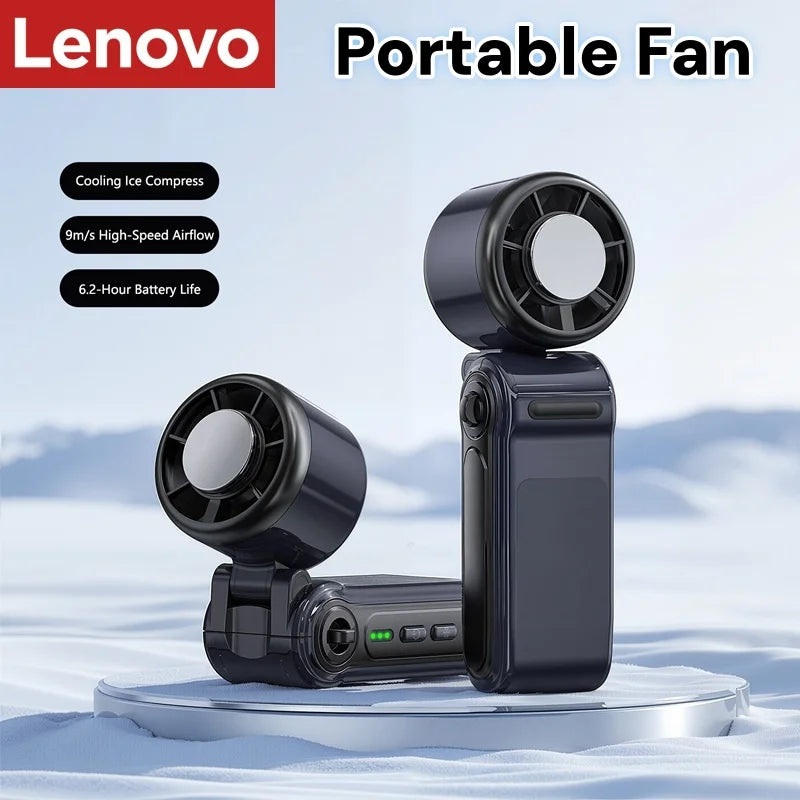 Lenovo Portable Mini Handheld Fan, USB Rechargeable Electric Summer Air Conditioner Cooling Fan Outdoor Travel Camping Sports