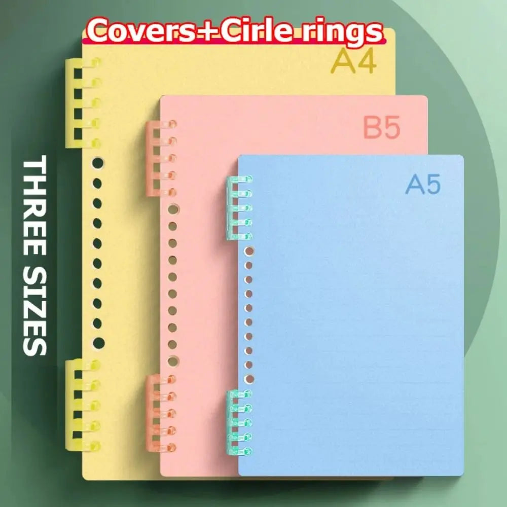 4Pcs PP Loose-leaf Book Cover A4 A5 B5 Transparent DIY Loose Leaf Notebook Colorful Binder Spiral Ring Office School Supplies