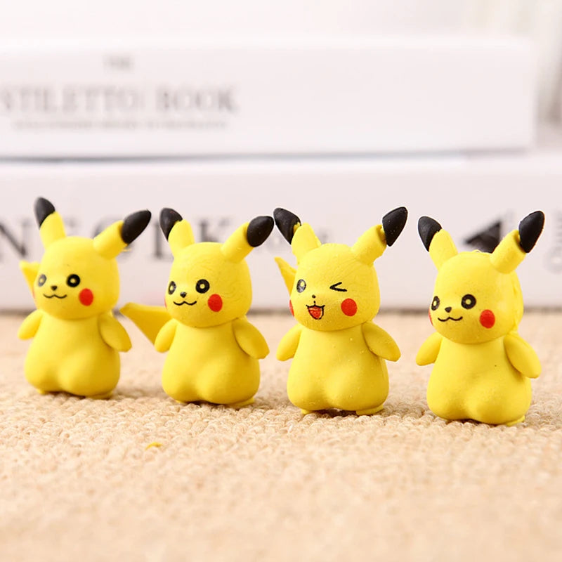 36pcs Pokemon Eraser Cartoon Anime Figure Pikachu Student School Stationery Supplies For Children 3d Erasers Toys Birthday Gift
