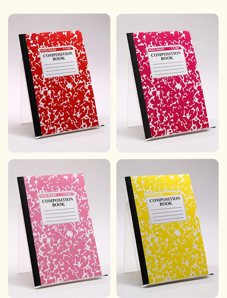 4pcs American Style Marble Composition Notebook Wide Ruled 60 Pages Student School Journal Sewn Bound Writing Diary Supply