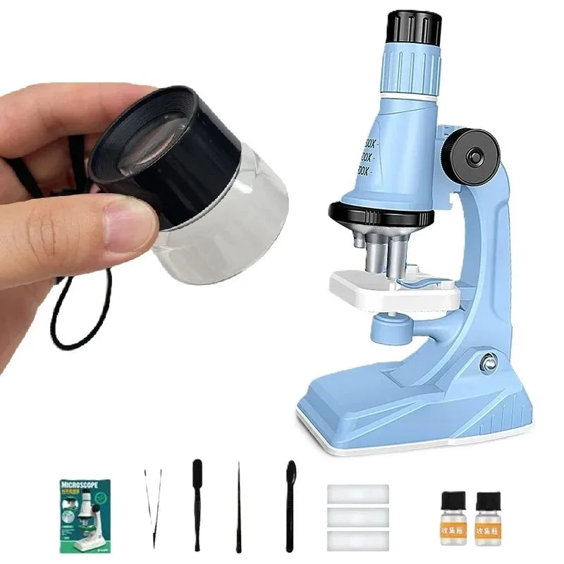 Kids Microscope Kit 200X-1200x Portable loupe Biological Science Stem Toy School Educational Pocket Microscope with LED Light