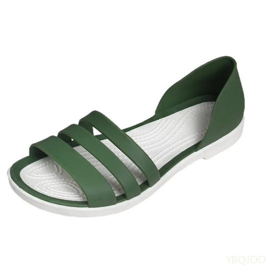 Summer new yellow beach beach walking flat sandals casual comfortable candy colored outdoor open toed women's flat shoes