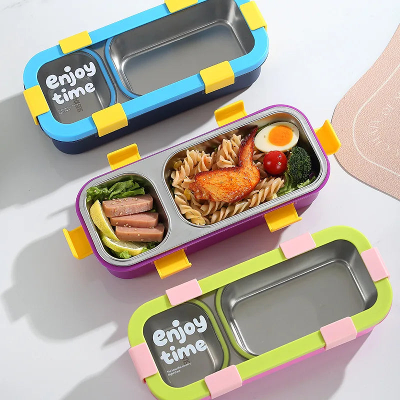 Students 3 Grids Leakproof Picnic Tiffin Food Container Stainless Steel Vacuum Insulated Thermos Bento Lunch Box for School