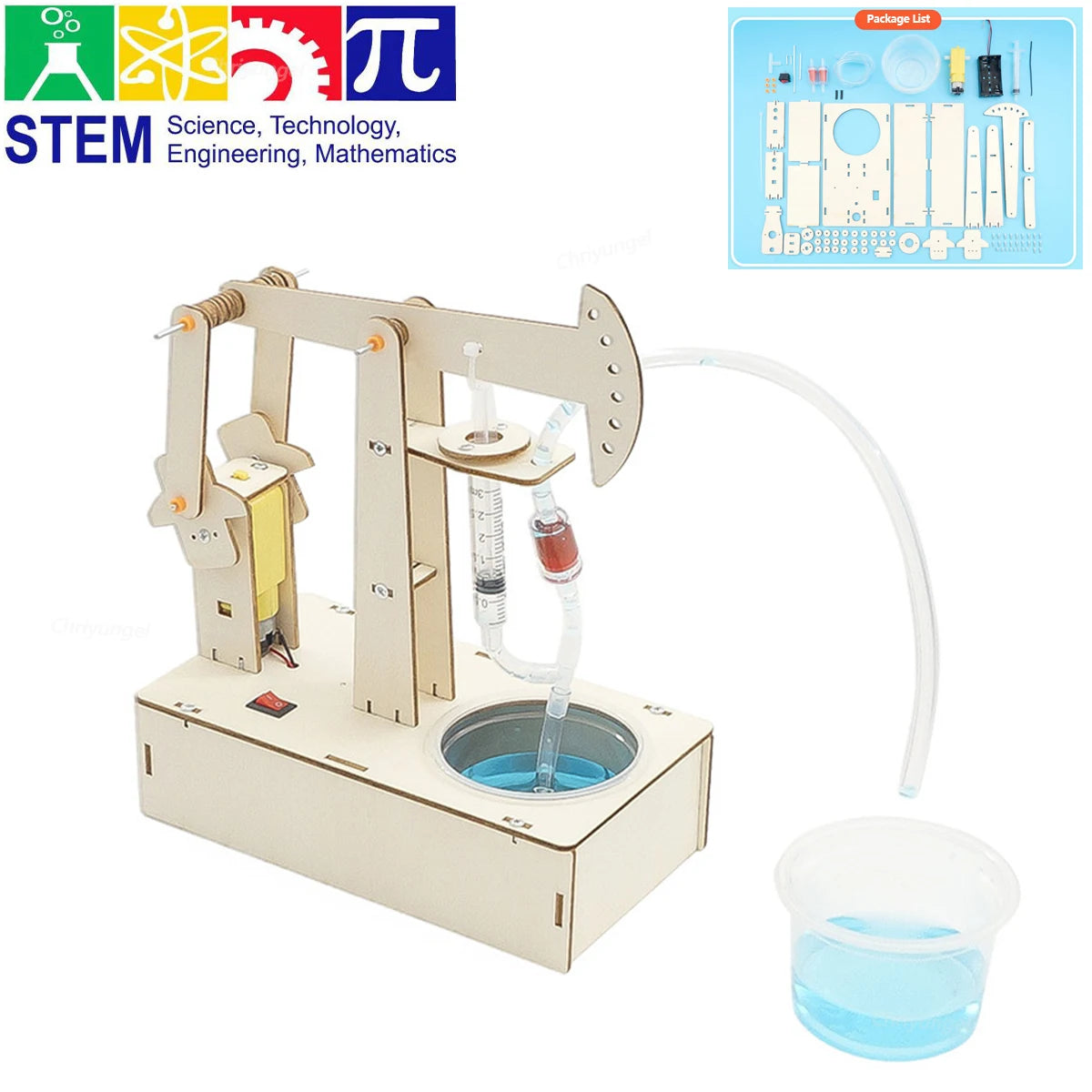 Kids STEM Toys DIY Pumping Unit Model Kit School Water Pump Physics Experiment Educational Building Project Gift