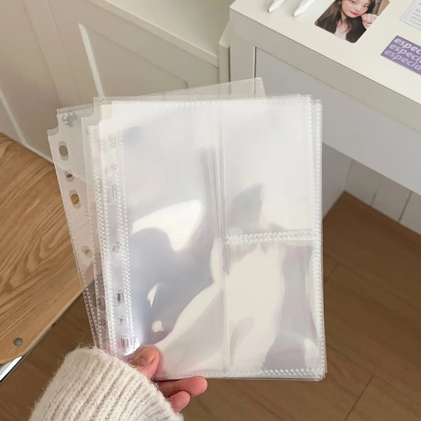 A5 7Holes Transparent File Holder Notebook Loose Leaf DIY Document Bag Binder Rings PVC Storage Binding Folder