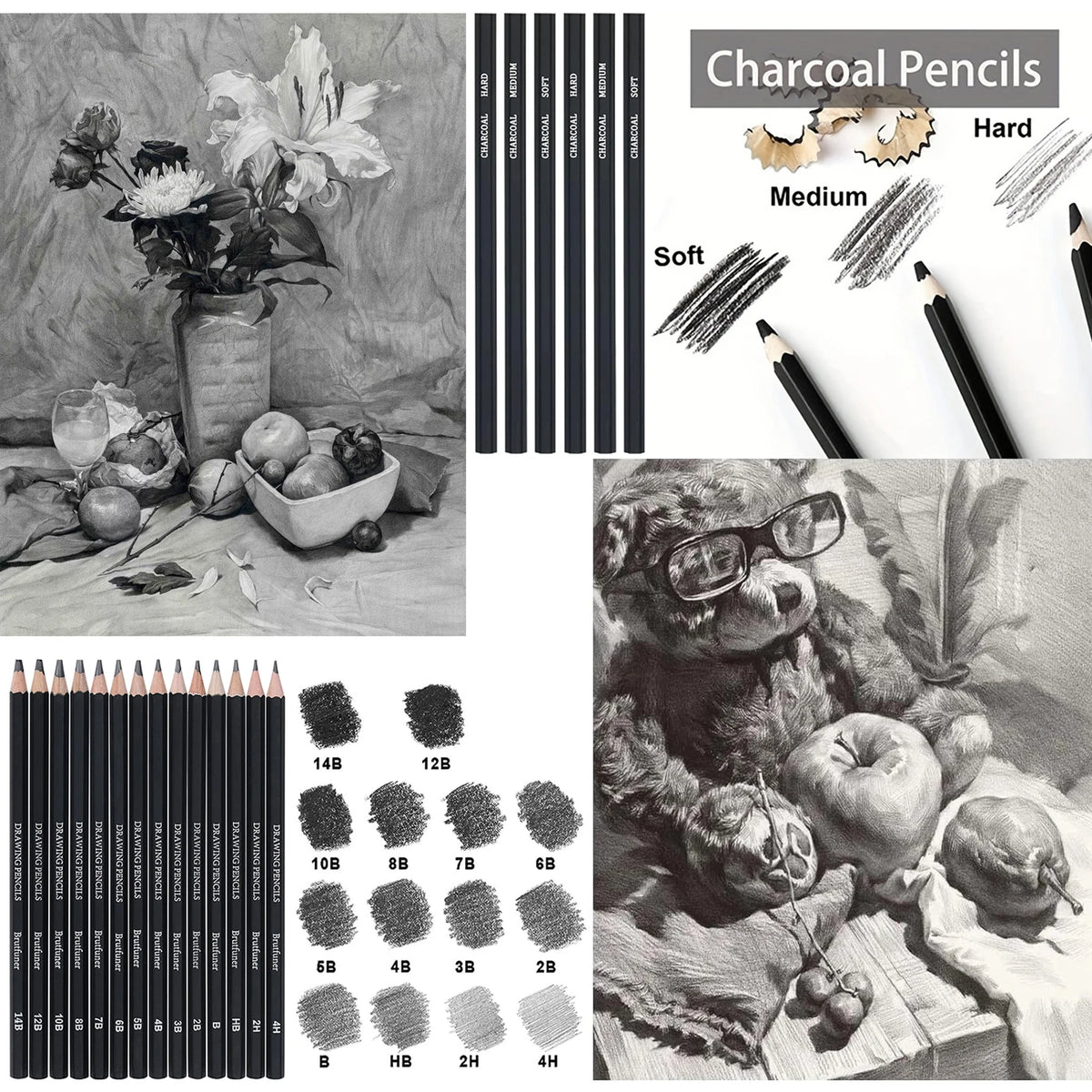 29-70 pcs Drawing Set Sketching Kit - Art Supplies,for Adults Artists with 3-Color Sketchbook,Graphite,Pastel,Charcoal Pencils