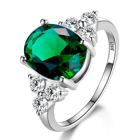 Women's Jewelry S925 Silver Rings White Pink Light Blue Champagne Zircon Oval Wedding Ring