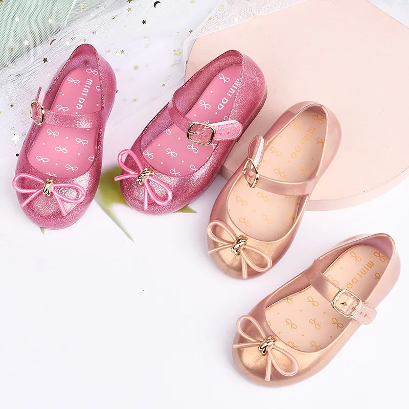 Spring and summer new girls' sandals 25 years old Baotou bow princess jelly single shoes children's dance shoes cross-border dro