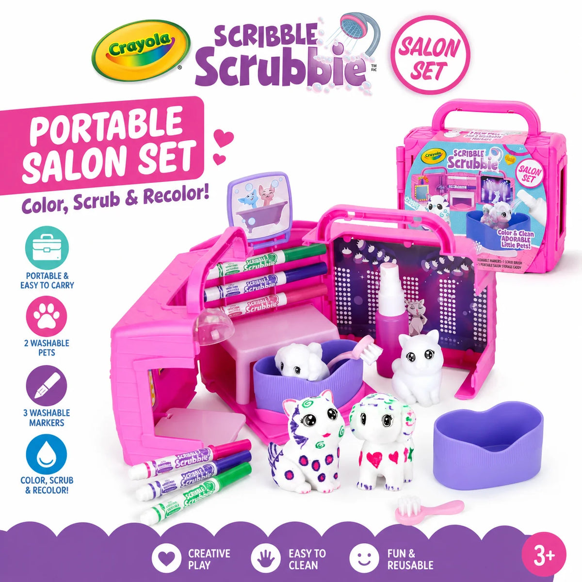 Crayola Scribble Scrubbie Pets, Beauty Salon Playset with Toy Pets, Scribble Scrubbie Collectors Birthday Gift 74-7304