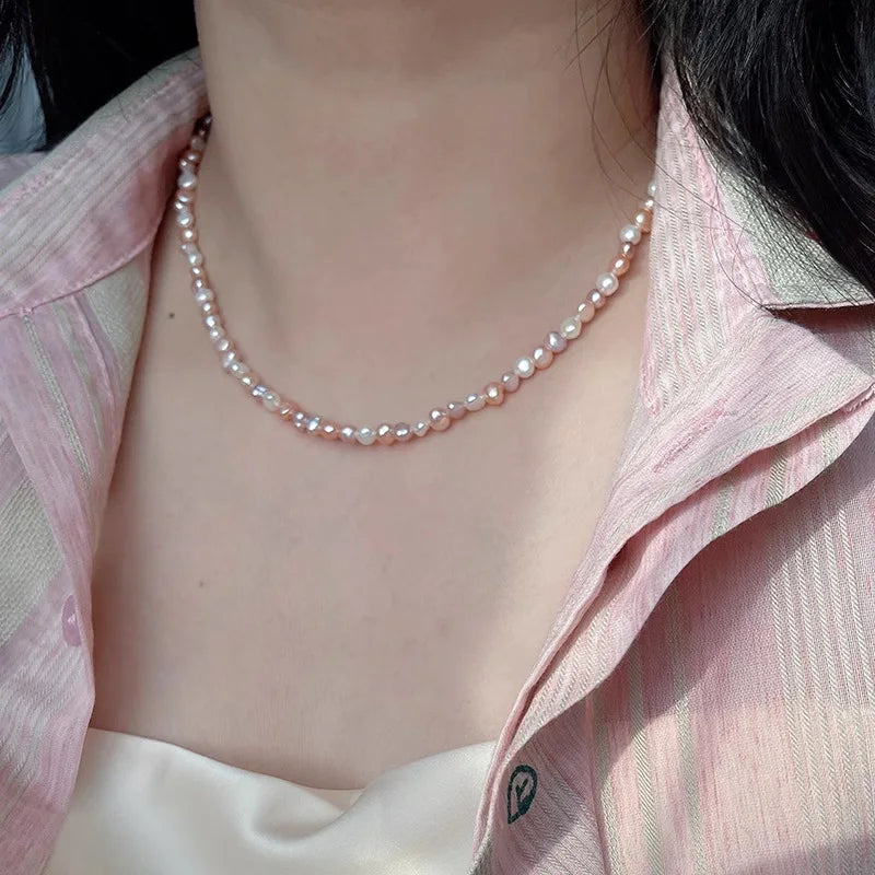 s925 silver candy color natural freshwater baroque pearl necklace accessories jewelry