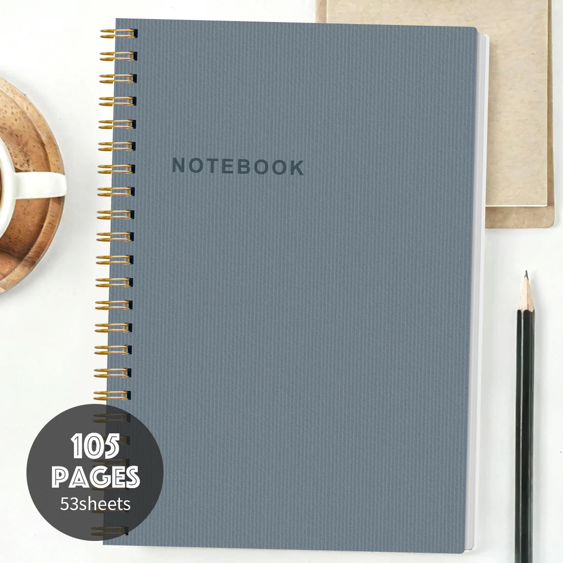 A5 Spiral Notebook Journal with Waterproof Hardcover, Thick Lined Paper & Transparent Protective Cover
