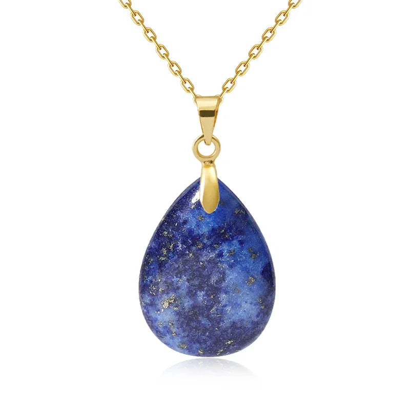 Natural Stone Crystal Pendant Teardrop Fashion Necklace For Diy Necklace Earrings Making Jewelry Christmas Friendship Gift