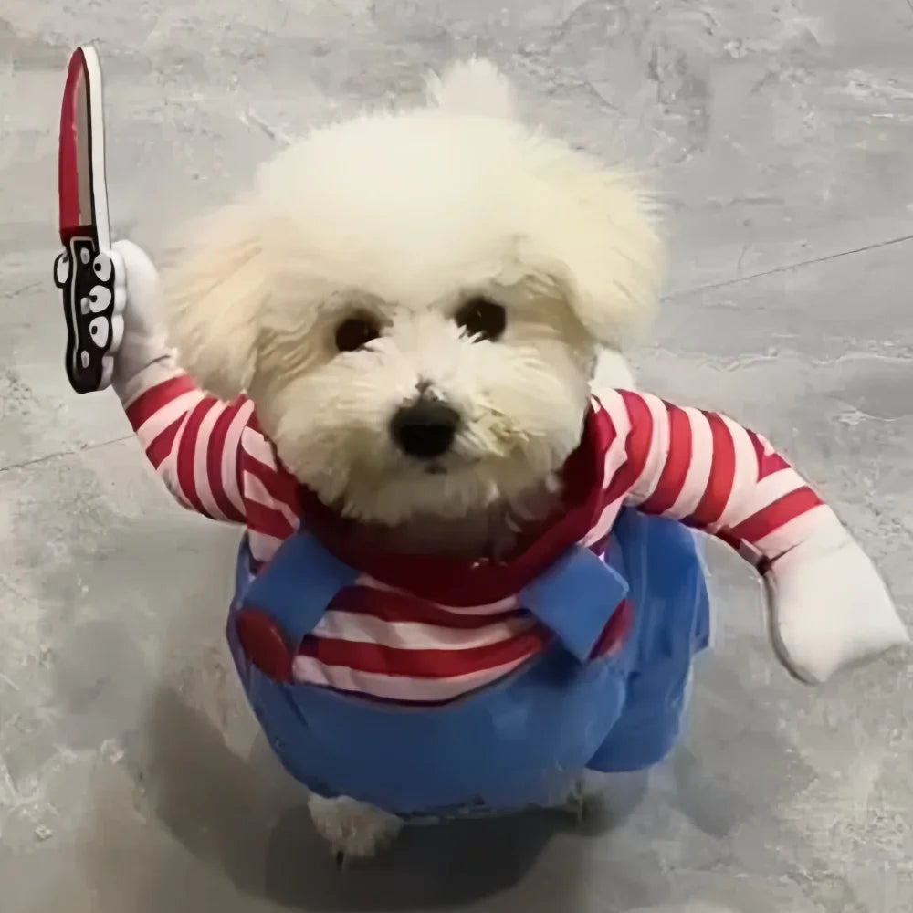 Funny Pet Costume Pullover for Dogs & Cats – Halloween Outfit in Blue or Pink, XS–XL
