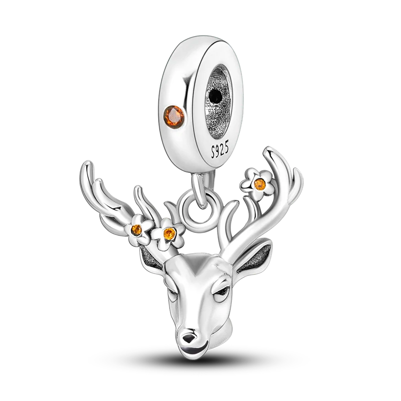 925 Silver elephant lion rhinoceros dinosaur Animal Charms Beads Fit 4MM hole diamet Bracelets Fine DIY Christmas Jewelry Gifts