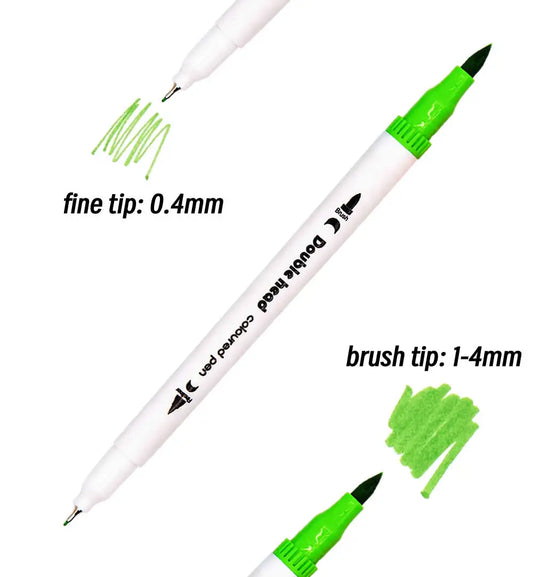 Dual Tip Brush Markers – 0.4mm Fine & Brush Tip Pens, 12–60 Colors