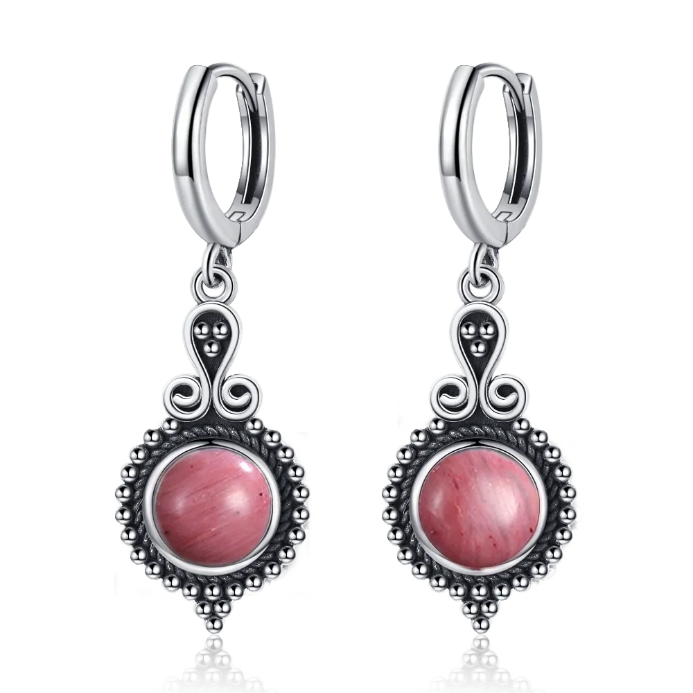 New Elegant Natural Kyanite S925 Silver Drop Earrings for Women Vintage Jewelry Wedding Engagement Hoop Earrings Gifts