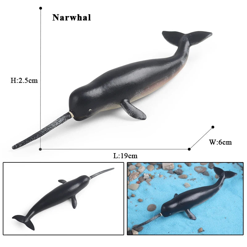 Oenux Ocean Animals Action Figures Sealife Shark Whare Megalodon Model Figurines PVC Home Decoration Kid Cognitive Education Toy