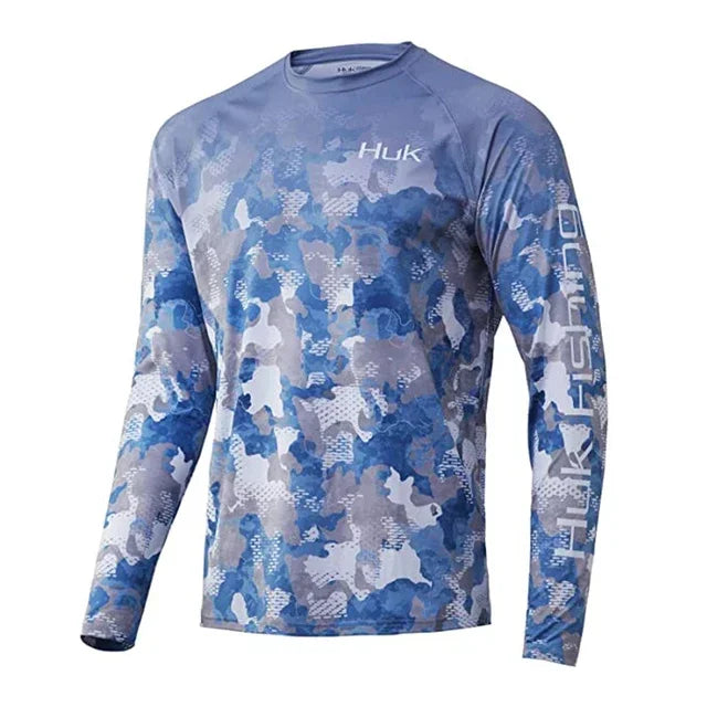 HUK Fishing Shirt Long Sleeve Uv Protection Man Outdoor Summer Fishing Clothing Performance Jersey Men's Fishing Apparel UPF 50+