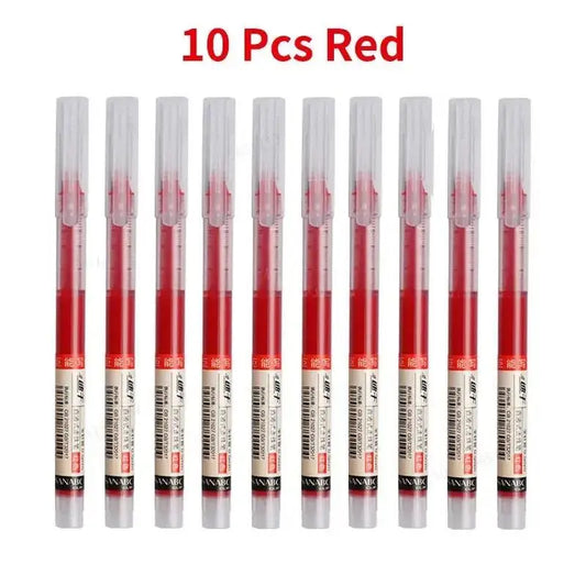 10pcs Gel Pens 0.5mm Needle Type Gel Ink Pens Straight Liquid Ballpoint Pen Colors Stationery School Office Writing Stationery