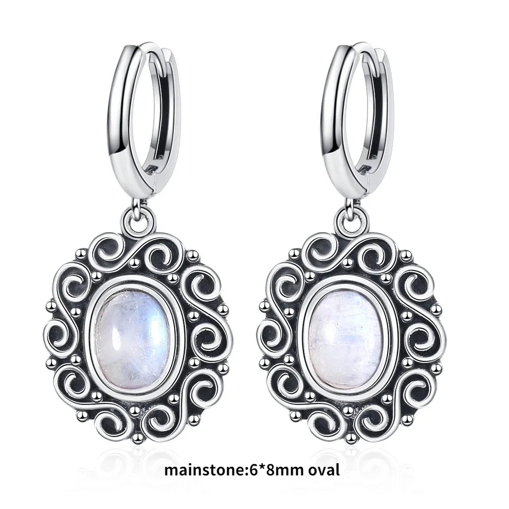 New Elegant Natural Kyanite S925 Silver Drop Earrings for Women Vintage Jewelry Wedding Engagement Hoop Earrings Gifts