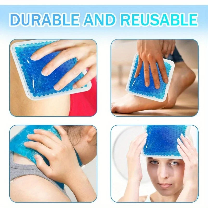 Flexible Reusable Hot Cold Gel Pack for Knee, Neck, Wrist, Ankle Pain Relief - Summer Cooling Pad, Family First Aid Essentia