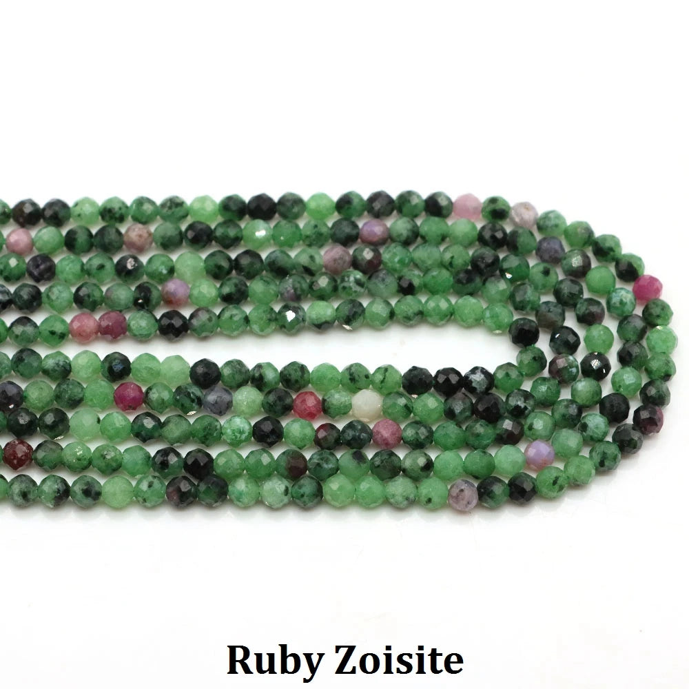 2 3mm Natural Faceted Amethyst Garnet Tourmaline Gem Stone Beads Round Mineral Bead for Jewelry Making DIY Bracelet Accessories