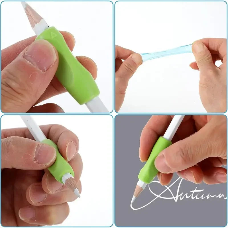 8pcs Silicone Pencil Grips - Ergonomic Adjustable Holders for Kids, Posture Correction, Non-Slip & Durable for School & Office