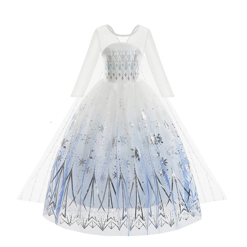 Disney Frozen Elsa Princess Girls Dress Snow Queen Mesh Costume Carnival Party Halloween Kids Clothes Birthday Party Outfits