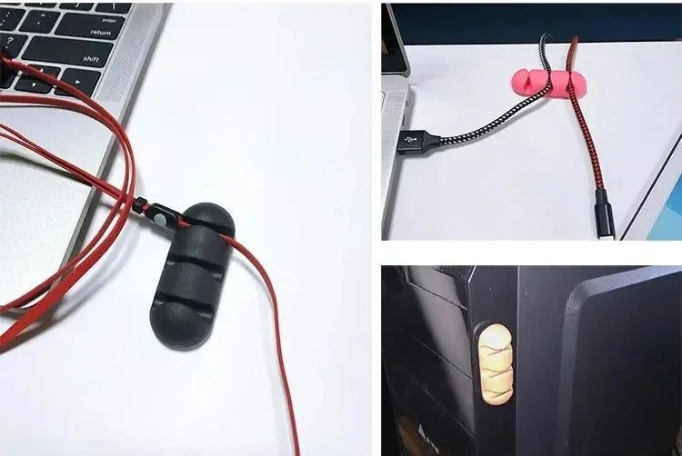 VIKEFON Cable Cord Wire Organizer Silicone USB Cable Winder Management Clips Self Adhesive for Mouse Keyboard Headset For iPhone