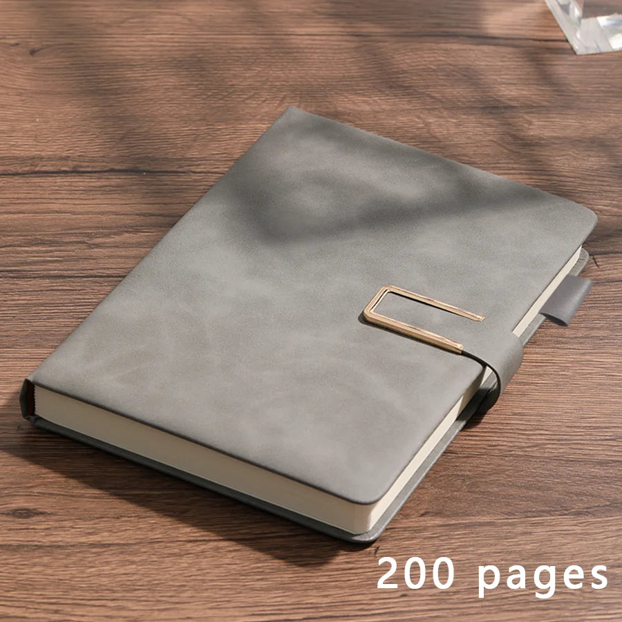 Vintage A5 leather notebook with personalized soft cover - perfect for business meetings and college life