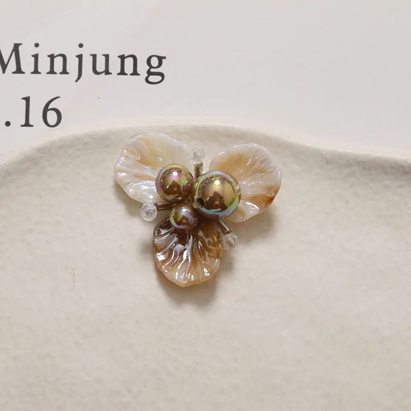 Shoe Decor 1 Piece Handcrafted Crystal Beaded Triple Petal Flower Iridescent DIY for Jelly Clog Sandals Princess Korean Style