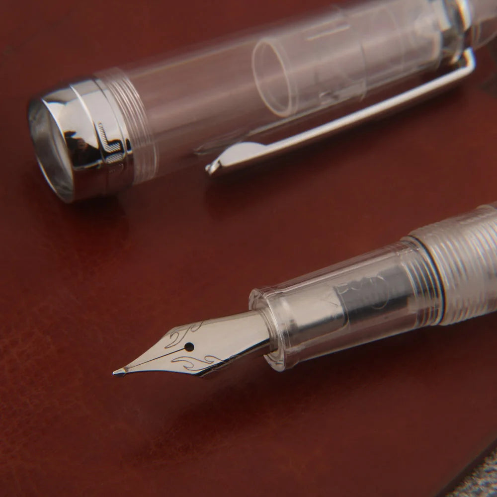 High Quality Naginata nib Fountain Pen Spin transparent 1.0mm Stationery Office Supplies Signature Calligraphy Ink Pens