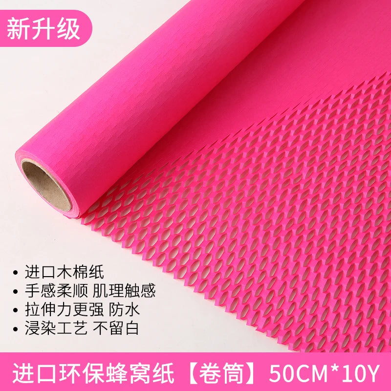 Honeycomb Mesh Embossed Paper Floral Art Bouquet Flower Arrangement Gift Wrapping Material Waterproof Designer High Quality