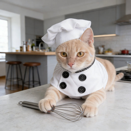 Dog Chef Costume with Hat – Funny Halloween Pet Outfit, S/M and L/XL