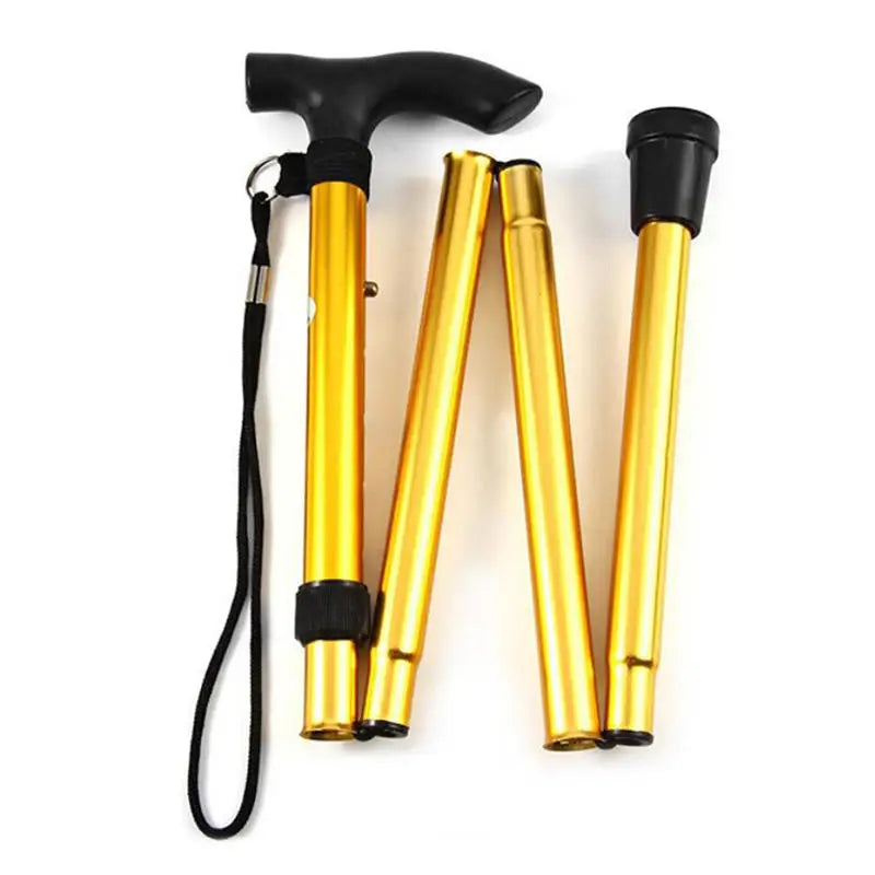Telescopic Walking Stick Outdoor Hiking Trekking Poles Aluminum Alloy Metal Folding Cane Crutches Pole For Elderly People