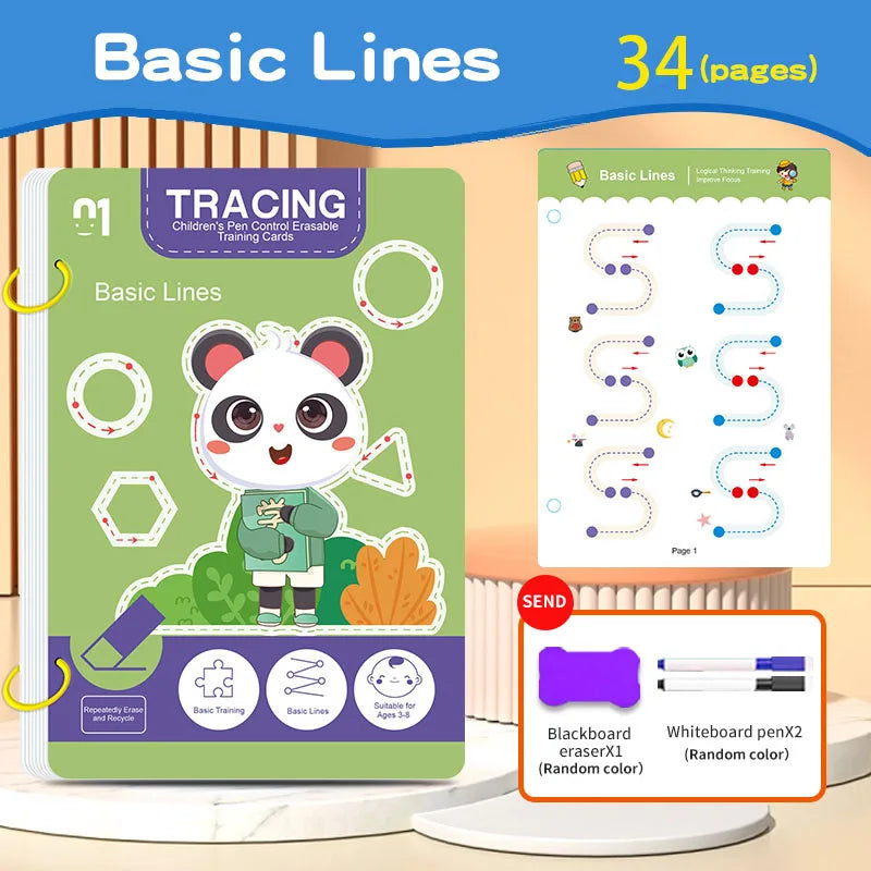 32-Page Reusable Magic Practice Notebook Set |   Whole Brain Development, Writing Training, and Art Education Handbook |   Learn Writing Skills, Paper Materials, Durable Binding |   Color Pages | Christmas Gifts