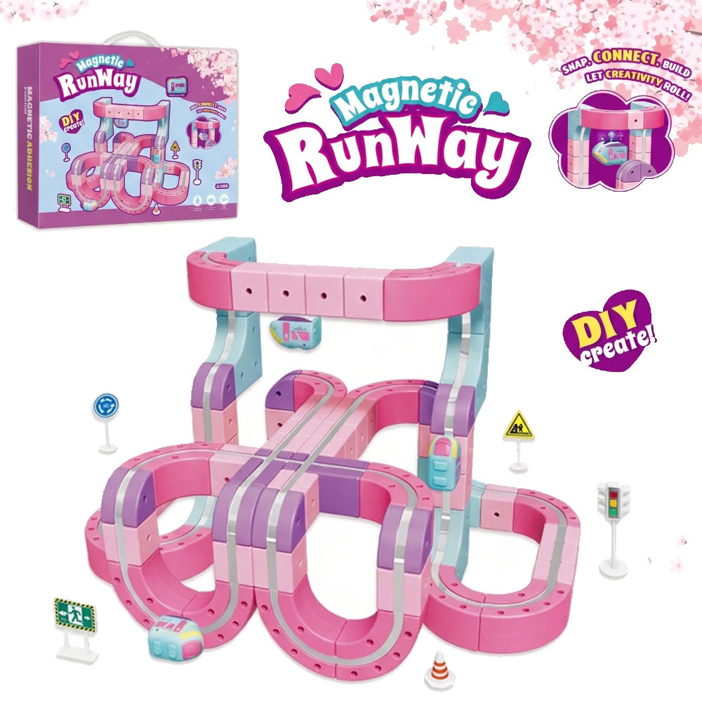 Technical Magnetic Railcar STEM Electric Train Set Anti-Gravity High-Speed Vehicle DIY Building Blocks Toy Birthday Gift Girls