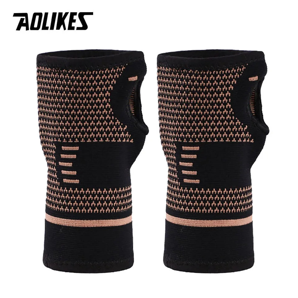 AOLIKES 1 Pair Wrist Support Sleeves,Wrist Support Sleeves Copper Infused Injury Recovery Left Right Arthritis