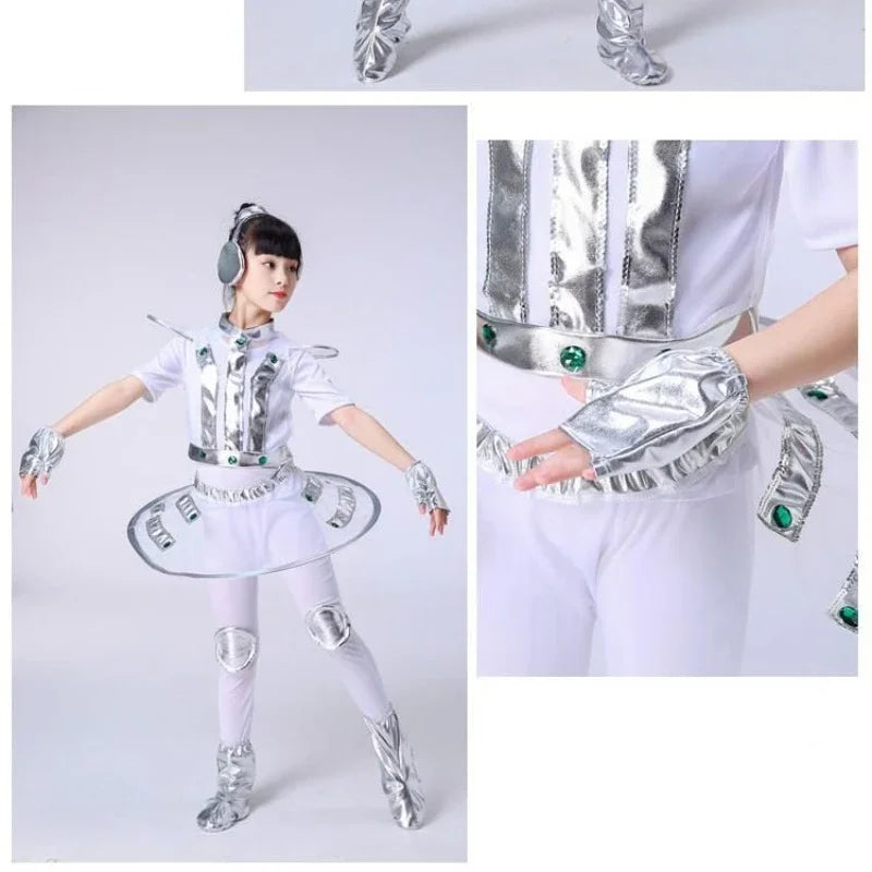 Alien Costume for Girls Dress Up Outfits Kids Robot Costumes Boy Halloween Cosplay Astronaut Performance Space Stage Clothes