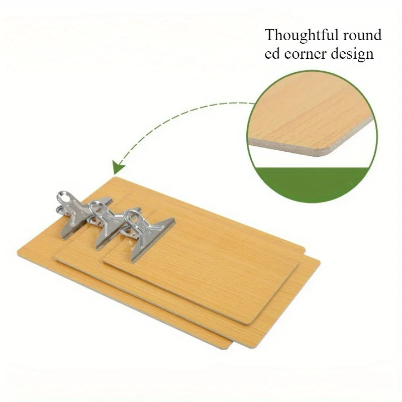 A4 Clip Board Wooden Writing Pad Folder Paper Office Supplies Organizer Clipboard Storage Box Document Pad Paper Holder