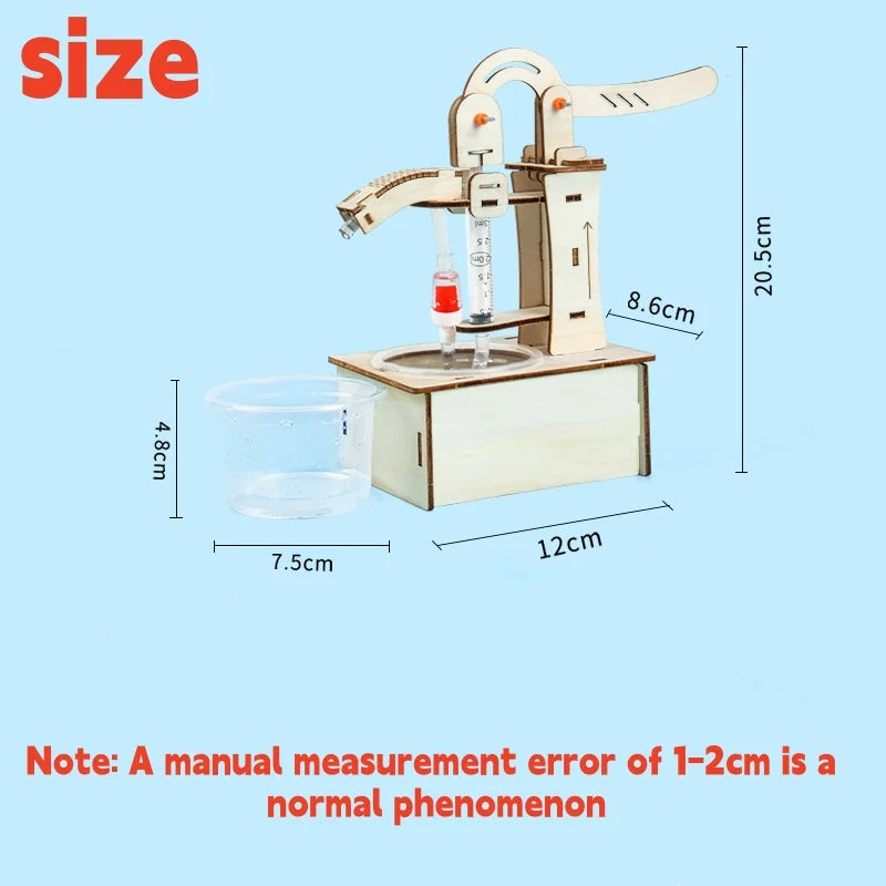 STEM Wooden DIY Hand Pump Well Model Classic Creative Science Experiment Assembly Toy Physics Learning Educational Fun Kids Gift