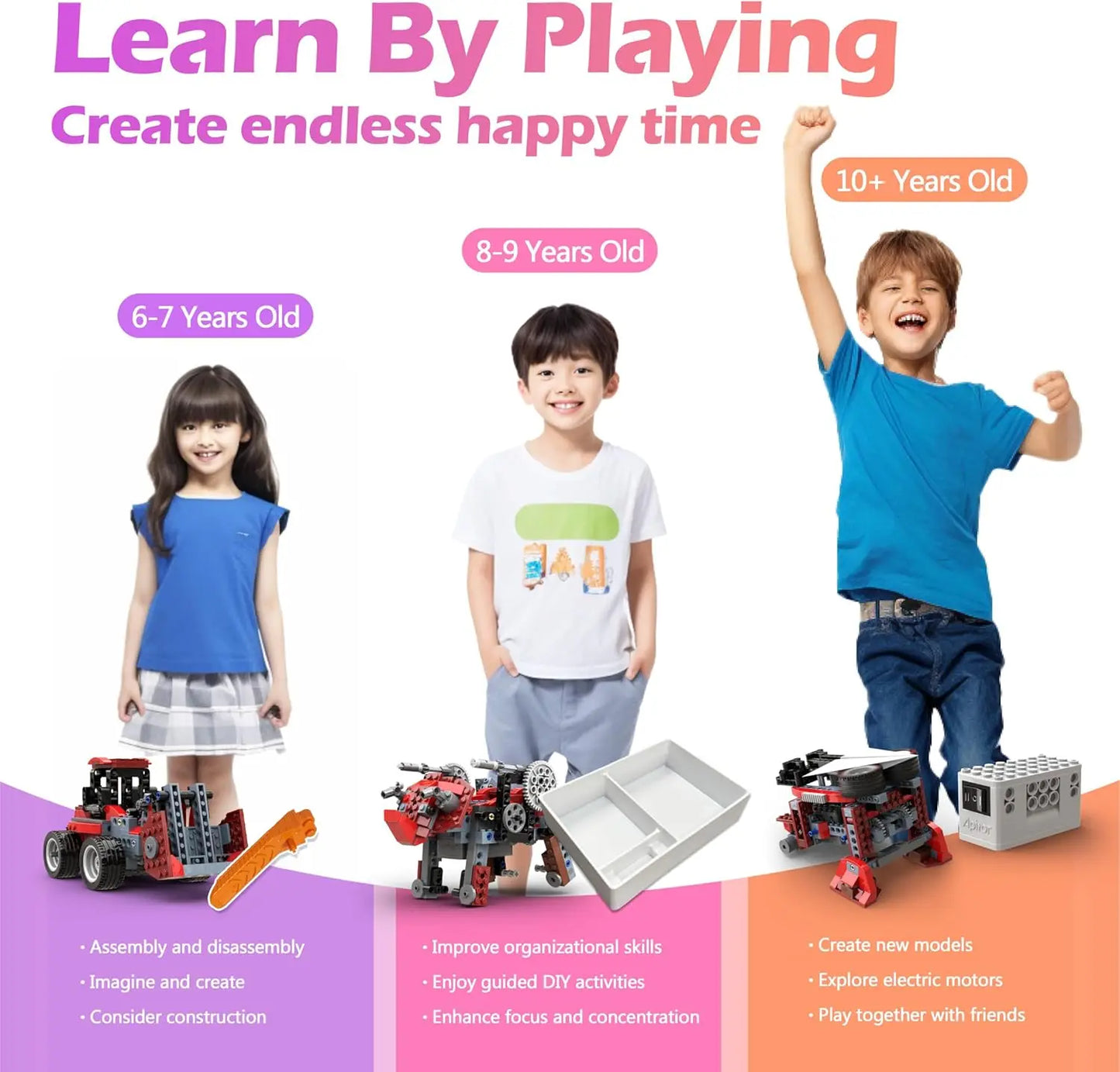 STEM Building Blocks Mechanical Gear Engineering Set Educational Off-Road Vehicle Toy Physics Science Experiment Kit For Kids 6+